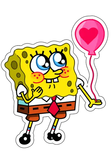 Bob Esponja com Balão Coração PNG