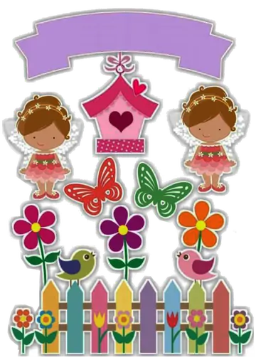Kit Topo de Bolo Jardim Encantado PNG