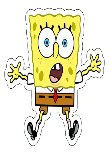 Bob Esponja Assustado com Braços Abertos PNG