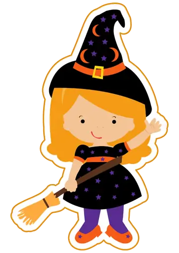 Menina Bruxinha Fofa de Halloween PNG