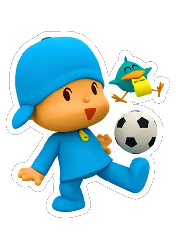 Pocoyo Jogando Futebol com Passarinho PNG