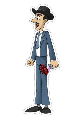 Professor Girafales Com Buquê de Rosas PNG