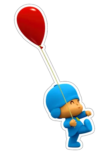 Pocoyo Voando com Balão Vermelho PNG