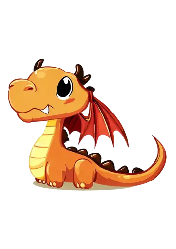 Dragão Bebê Fofinho Laranja PNG