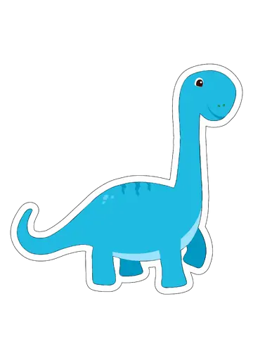 Dinossauro Azul Braquiossauro Fofo PNG