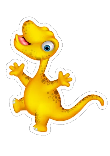 Baby Dinossauro Amarelo Divertido PNG