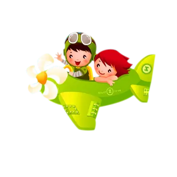 Crianças no Avião Verde PNG