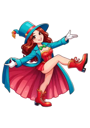 Mulher com Casaco Azul e Cartola PNG