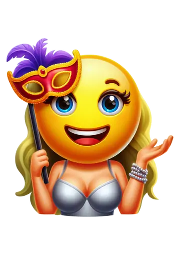 Emoji Mulher com Mascara de Carnaval PNG