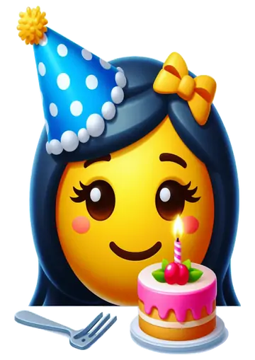 Menina com Chapeu de Aniversario e Bolo PNG