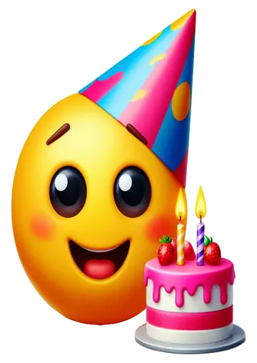 Emoji Sorrindo com Bolo e Morangos PNG