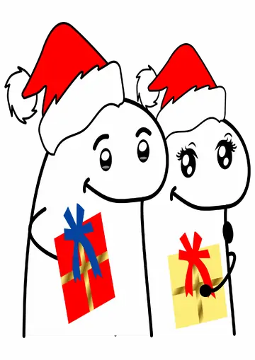 Flork Casal com Presentes de Natal PNG