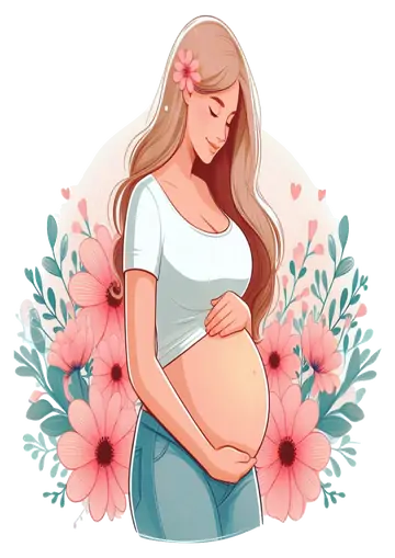 Gestante com Fundo de Flores Rosa PNG