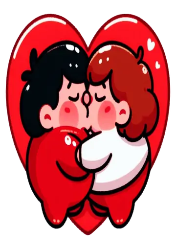 Casal Fofinho Se Beijando PNG