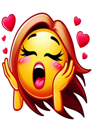 Emoji de Garota Apaixonada com Corações PNG