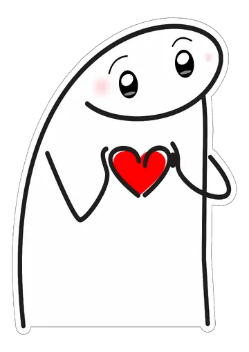 Flork Fofo Segurando Coração Vermelho PNG