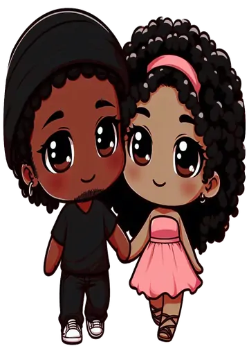 Casal Chibi Fofo De mãos Dadas PNG
