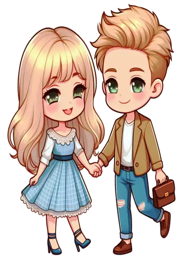 Casal Jovem De mãos Dadas com Maleta PNG