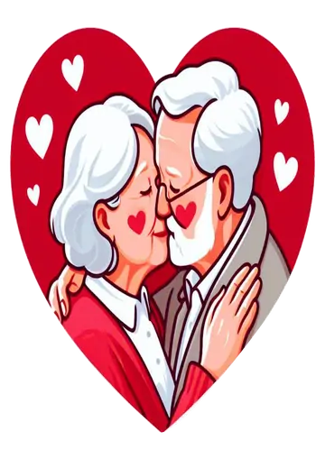 Casal Idoso Se Beijando Com Carinho PNG