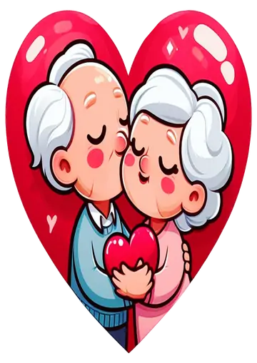 Casal Idoso Fofo Com Coração PNG