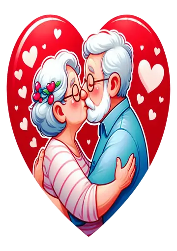 Casal Idoso De Óculos Se Beijando PNG