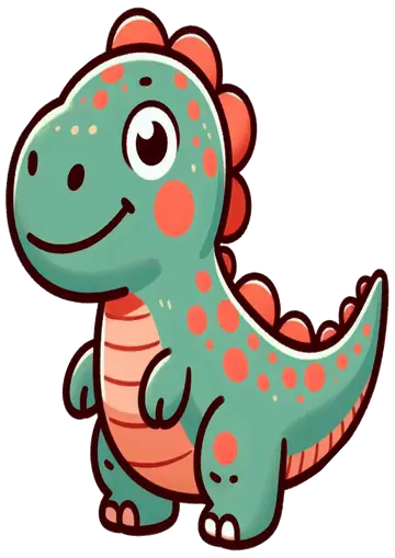Dinossauro Verde com Bolinhas Laranja PNG