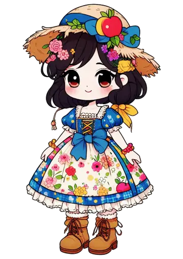 Menina Caipira com Chapeu de Palha PNG