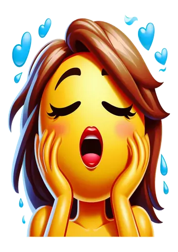 Emoji Feminino Apaixonado com Suor PNG