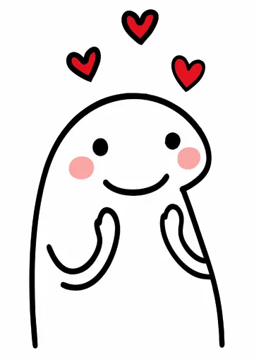 Flork Fofo com Coracoes Flutuantes PNG