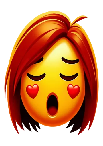 Emoji Feminino com Cabelo Ruivo e Coracoes PNG