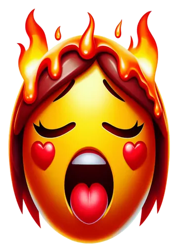 Emoji Feminino com Fogo na Cabeca PNG
