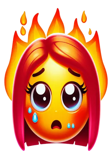 Emoji Feminino Com Fogo PNG