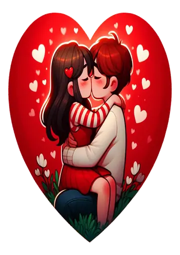 Casal Sentado no Colo Fundo Coração PNG