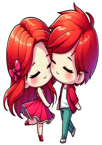 Casal Ruivo Fofinho Beijo no Rosto PNG