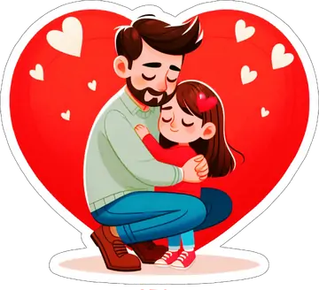 Pai e Filha com Coração PNG