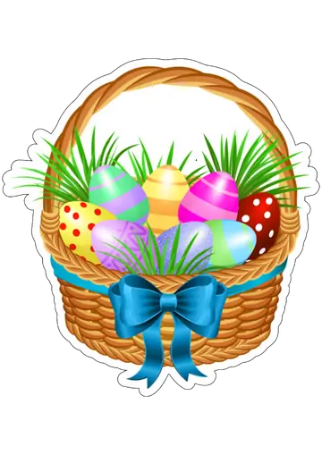 Cesta de Páscoa com Ovos e Grama PNG