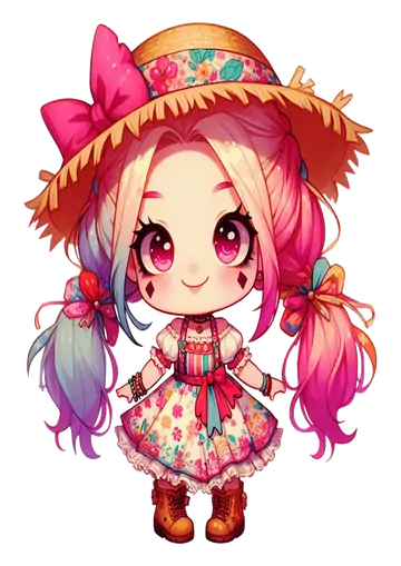 Arlequina com Vestido Caipira PNG