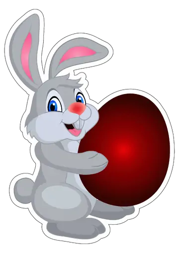 Coelho Cinza com Ovo de Páscoa PNG