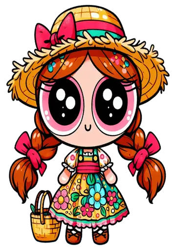 Florzinha com Cesta de Palha PNG