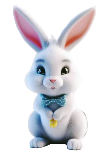 Coelhinho Branco Fofo com Gravata PNG