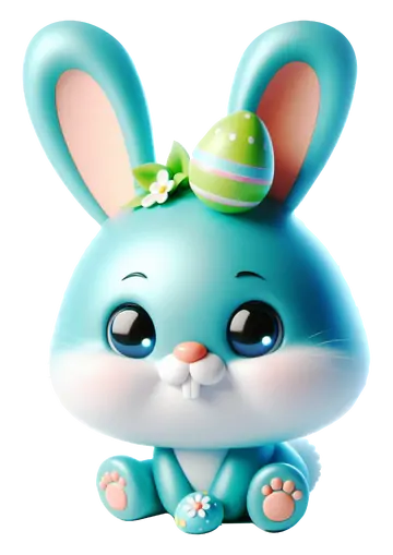 Coelhinho Azul Fofo de Páscoa PNG