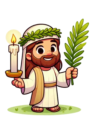 Jesus Cristo de Túnica com Vela e Palma PNG