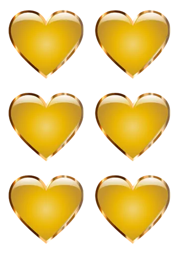 Corações Dourados Brilhantes Decorativos PNG