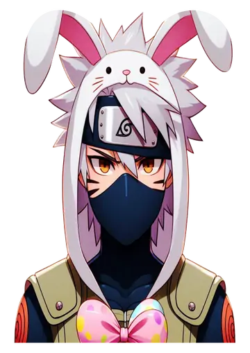 Kakashi com Capuz de Coelho de Páscoa PNG