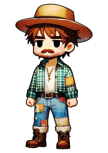 Caipira Xadrez com Barba e Chapéu PNG