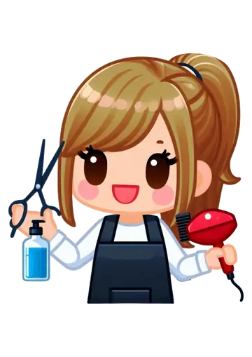 Cabeleireira com Secador e Tesoura PNG
