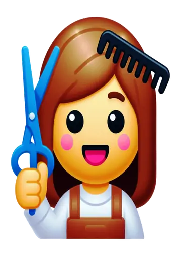 Cabeleireira Fofa com Tesoura Azul PNG