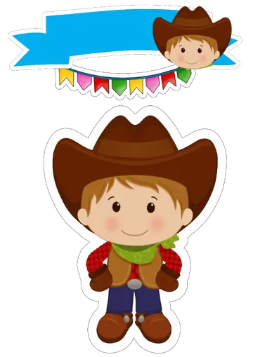 Topo de Bolo Festa Junina Cowboy PNG