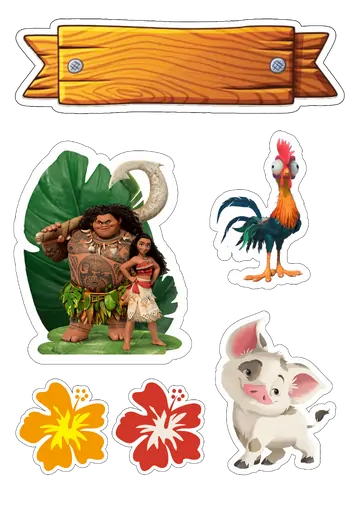 Topo de Bolo Moana e Amigos da Disney PNG