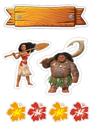 Moana e Maui com Flores PNG